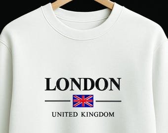 Sudadera bordada de Londres, jersey clásico de cuello redondo, regalo de viaje al Reino Unido