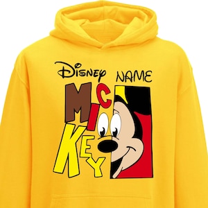 Personalised Mickey Mouse Hoodie, Disney Friends Gift Hoodie, Disney Cartoon Character Top, Disneyland Trip Hood, Funny Hoodie