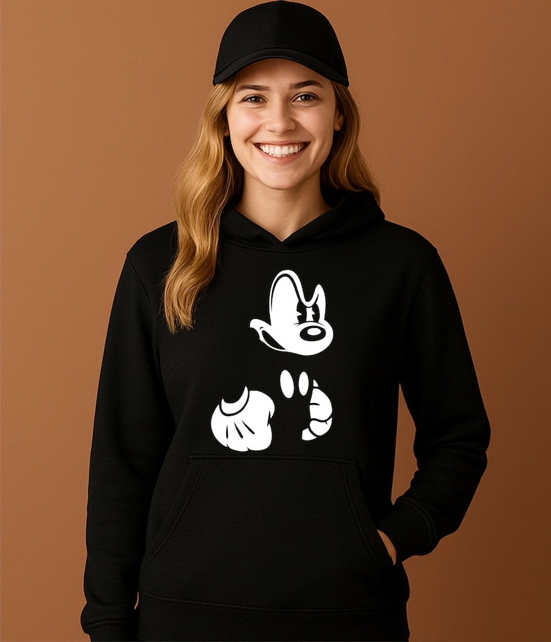 Felpa con cappuccio Angry Mickey Mouse: pullover nero in 100% cotone immagine 1