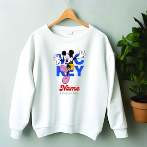 Felpa personalizzata di Topolino, maglione regalo Disney Friends, top personaggio dei cartoni animati Disney, top viaggio Disney, maglione divertente