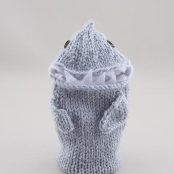 Water Bottle Cozy- Monster Shark in Silver Blue