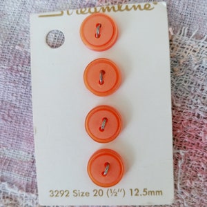 Vintage 60s Buttons Orange Peach Salmon 1960s 70s 19 Cards 79 Buttons Scovill Dritz LaPetite Streamline Lansing FREE SHIPPING image 5