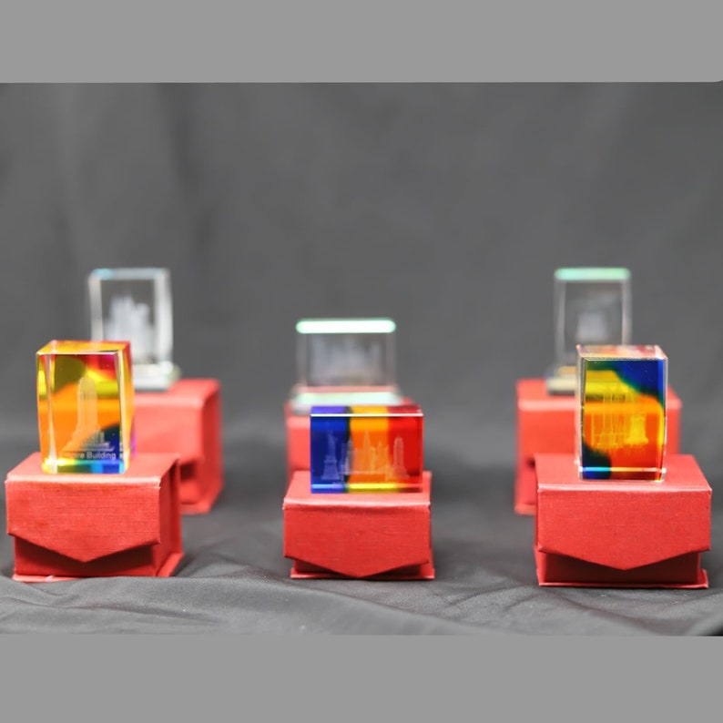 6 Pack Laser Etched Crystal Glass Cube Engraving, 3D Crystal, Statue of ...