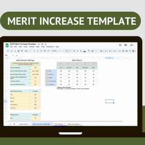 Employee Merit Increase Spreadsheet, Google Sheets Template, HR ...