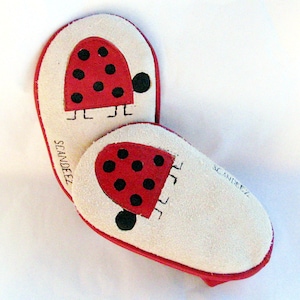 Baby Leather Ladybug Moks, Toddler Leather Shoe, Baby Soft Sole, Crib Shoe, Baby Shower Gift, Baby Shoe, Free Shipping