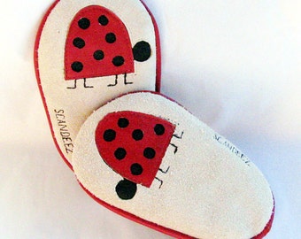 Baby Leather Ladybug Moks, Toddler Leather Shoe, Baby Soft Sole, Crib Shoe, Baby Shower Gift, Baby Shoe, Free Shipping