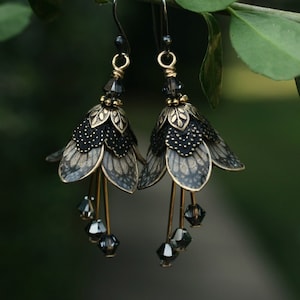 Lace Earrings, Black Earrings, Lace Print Earrings, Sexy Earrings, Little Black Dress, Flower Earrings Black Flower Earrings,Floral Earrings