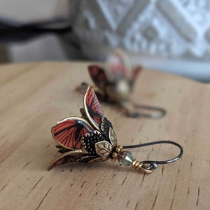 Butterfly dangle flower earrings