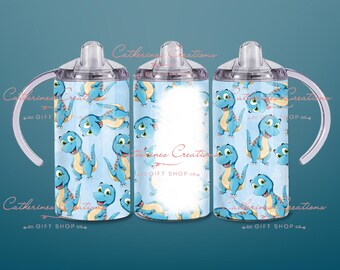 DIGITAL 12oz blue dinosaur sippy wrap png