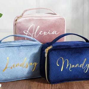 Brautjungfer Samt Make-up Tasche, Braut Kulturtasche, Brautjungfer Geschenke, Benutzerdefinierte Make-up Tasche, Reise-Kulturtasche, Samt Kosmetiktasche, Weihnachtsgeschenke
