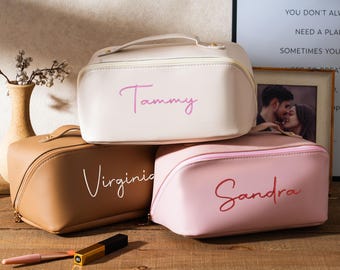 Large Capacity Cosmetic Bag,Makeup Organizer,Embroidered Leather Makeup Bag,Bridesmaid Makeup bag,Bridesmaid Gifts,Christmas Gifts for her