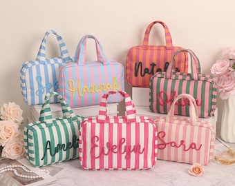 Op maat uitbreidbare toilettas, gepersonaliseerde hangende make-uptas voor reizen, cadeau bruidsmeisje, reisorganisator, make-uptasje monogram