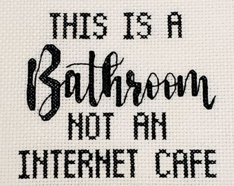 Este es un baño, no un cibercafé, patrón de punto de cruz, DESCARGA INSTANTE