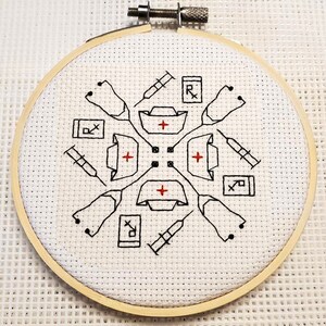 Nurse Snowflake Mandala Ornament Cross stitch Pattern INSTANT DOWNLOAD