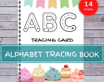 Alphabet Tracing Card: Cupcake Theme, Early Learning (Digital Download)