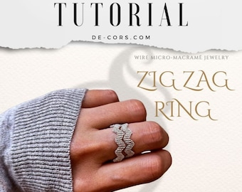 DIY Silver Zig Zag Ring - Wire Micro Macrame Jewelry Tutorial, PDF
