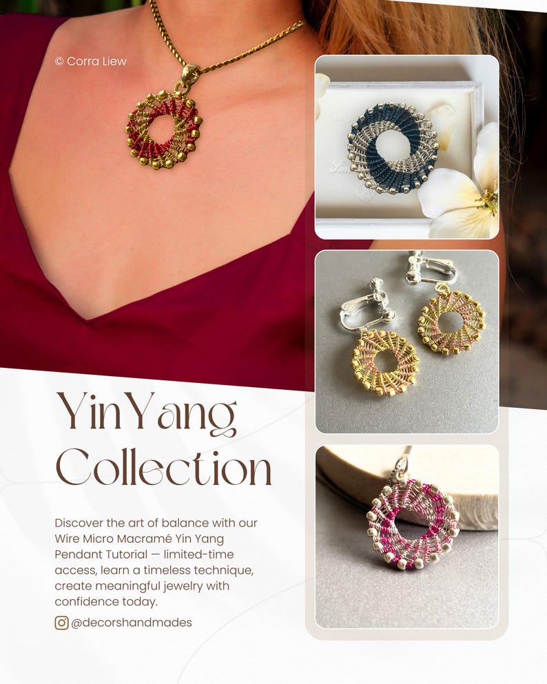 Pendentif Yin Yang, Tutoriel Bijoux Fil Série Micro Macramé image 5