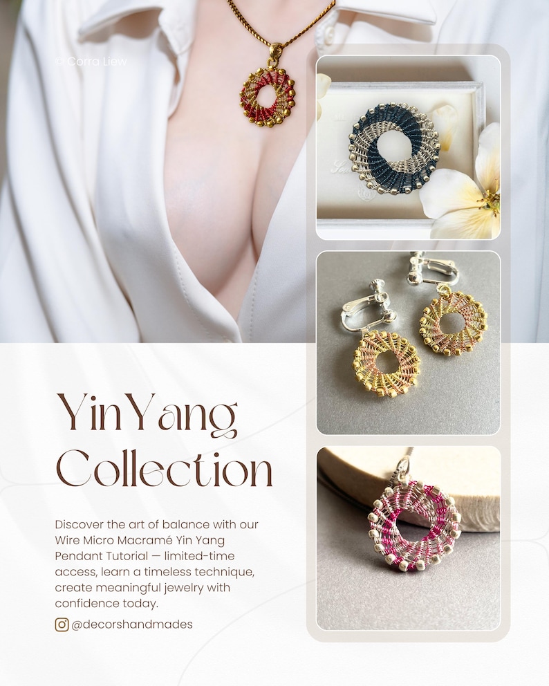 Pendentif Yin Yang, Tutoriel Bijoux Fil Série Micro Macramé image 4