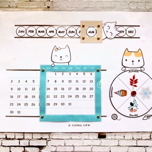 Educational Perpetual Calendar, Kids Calendar, Montessori, Interactive Sensory, Children Room Deco, No Loose Parts, PDF