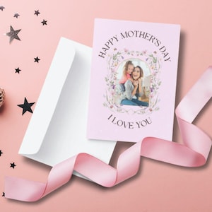 Bearbeitbare Blumen Muttertagskarte mit Bild | Personalisierte Muttertagskarte mit Foto mit exklusiven grafischen Elementen