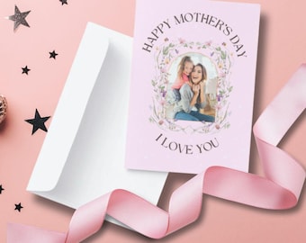 Floral Mother's Day Photo Card | Editable Canva Template (Digital Download)
