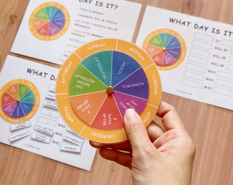 Printable Days of the Week Wheel, Montessori Learning Material, No Loose Parts, PDF