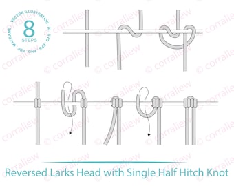 Macrame Knot Illustration - Reversed Larks Head (Digital Download)