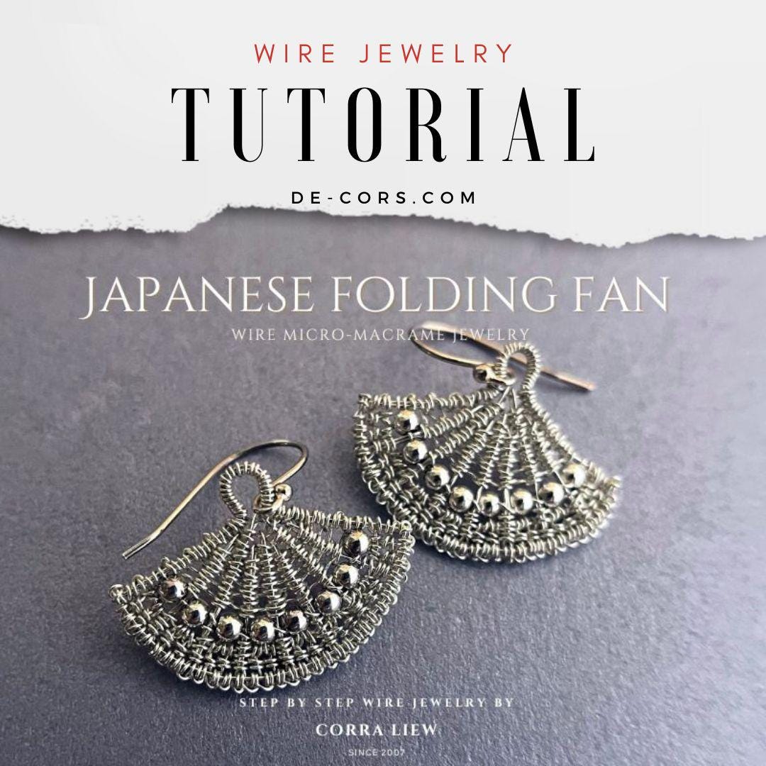 DIY Japanese Folding Fan Earrings Wire Micro Macrame Jewelry