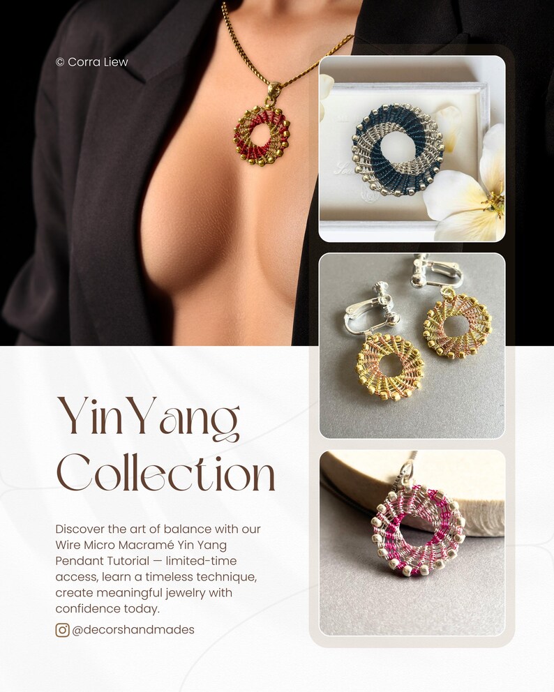 Pendentif Yin Yang, Tutoriel Bijoux Fil Série Micro Macramé image 2