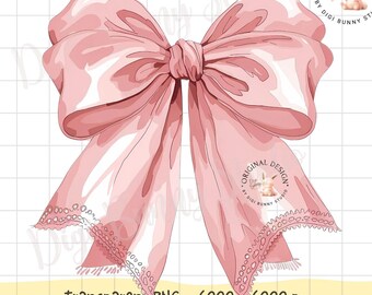 Clip art de lazo coqueto rosa ruborizado, cinta pastel (PNG)