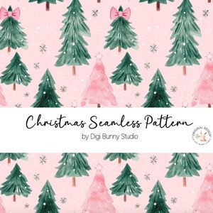 Christmas Coquette Kerstboom naadloos patroon, kerstpatroon, digitaal patroon, digitaal papier, Pink Christmas Seamless Repeat png