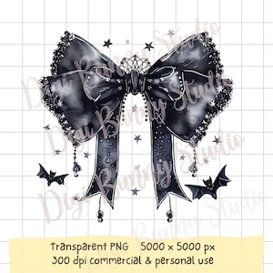 Noeud de coquette gothique noir, Halloween PNG saison fantasmagorique coquette esthétique PNG Girly Halloween mignon coquette PNG designs tendance mignon arc chauves-souris