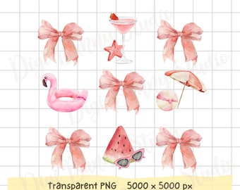Summer Coquette PNG Clipart, Beach Vibe Graphics (Digital Download)