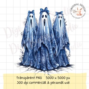 Blauwe toile-spook png, bloemenspook png, Halloween-spook, Grandmillenial-ontwerp, chinoiserie-spook, trendy spook, Boujee Girly-spook png