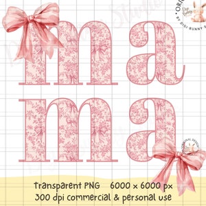 Mama Floral Coquette Bow Mama Grandmillenial Design Chinoiserie Pink Willow Trendy png Mama Sublimation Coquette png Mama Bow png