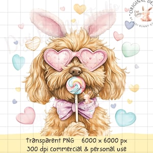 Easter Golden Doodle Bunny Ears Coquette Bow Easter png, Dog mom, Doodle mom, spring flower print, Dog mama Easter coquette, Dog Lover Png