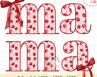 Cherry Mama Coquette Bow PNG, Soft Girl Aesthetic (Digital Download)