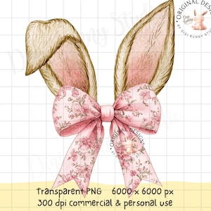 Frühling Hase Ohren Rosa Chinoiserie Coquette Bogen, Frühling png , Ostern png, Osterhase, Ostern Kokette, Blumen Ostern Pink Toile Bow Png