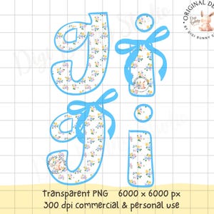 Gigi Floral Coquette Bow Grandmother Png Grandmillenial Design Ditsy Small Flowers  Trendy PNG Grandma Sublimation Coquette Png Bow Png