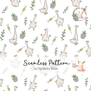Dumme Gans Doodle Seamless Pattern Neutral Boho Farben Rapportmuster Gänse Gender Neutral Baby Kinder Stoffe Tapeten Muster Png