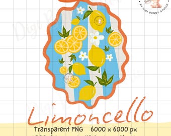 Limoncello Lemon PNG, Amalfi Coast Summer Design (Digital Download)
