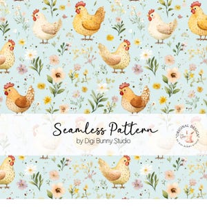 Motif floral sans couture de poulets, fleurs de poulet sans couture de ferme, floral sans couture, papier numérique floral d'animaux de ferme, tissu floral Png