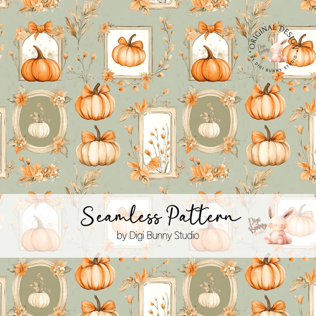 Pumpkins Seamless Pattern Gourds Frames Coquette Autumn Fall Repeat ...