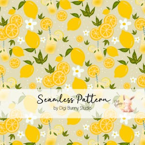 Hand gezeichnete Zitrone Musterdesign Limonade Sommer Obst Gelb Rapportmuster Stoff Muster Adrette helle saftige Zitronen Digitales Papier Png