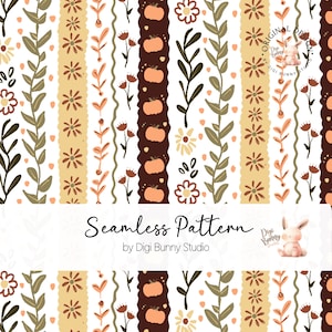 Motif fleurs et rayures d'automne sans couture citrouille motif floral d'automne en tissu motif rétro pour Thanksgiving motif mignon png