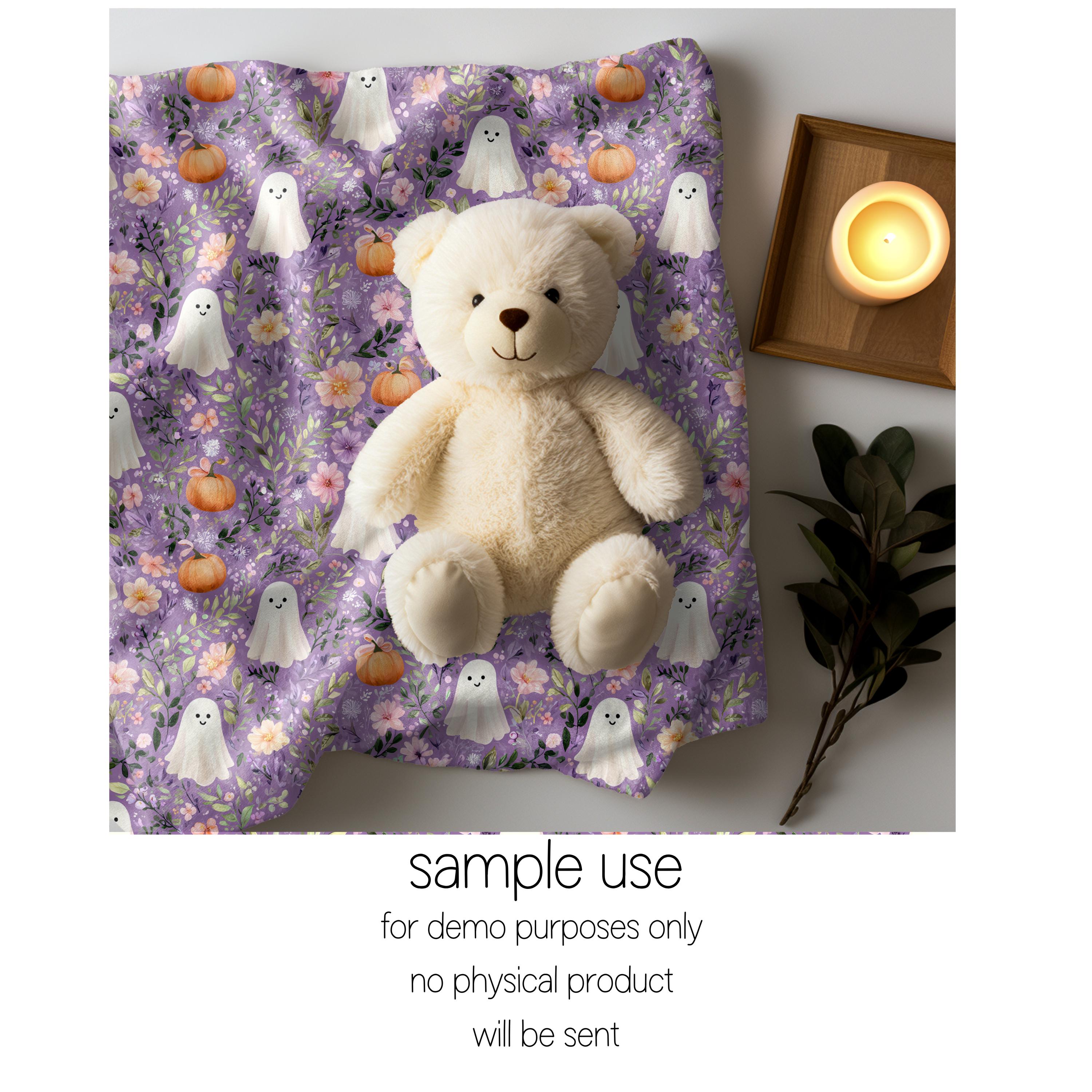 Purple Floral Ghost Halloween Seamless Pattern Autumn Fall Flowers ...