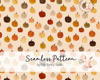 Patrón sin costuras de calabazas en acuarela, otoño (descarga digital PNG)