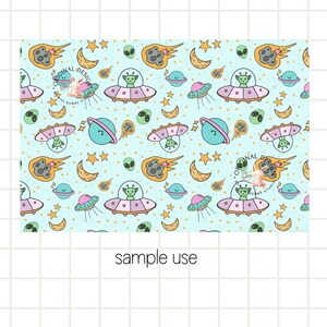 Cute Alien Seamless Pattern, Kids Outer Space Fabric (PNG Digital ...