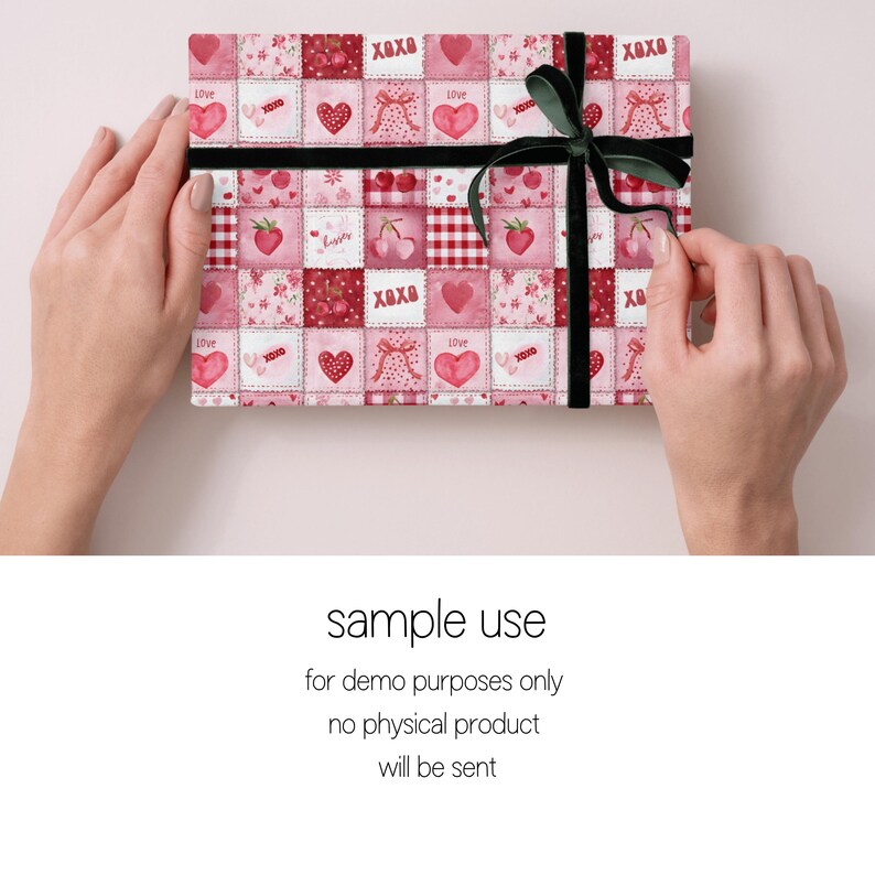 Valentines Patchwork Seamless Pattern PNG | Red Pink Hearts Coquette Digital Paper | Cute Fabric Repeat Pattern PNG image 10