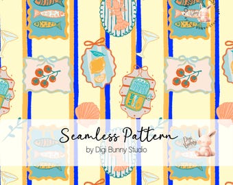 Amalfi Coast Seamless Pattern, Italian Summer Print (PNG)